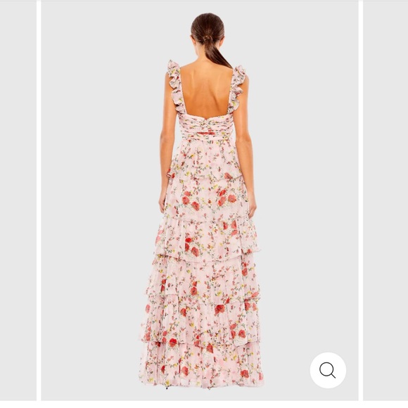 $458 MAC DUGGAL Ruffle Strap Pink Floral Chiffon Gown/Dress (size 4) - Picture 3 of 9